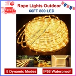 Omika Connectable 66FT 800 Led Rope Lights Outdoor, Warm White Plug. Fixed Price $38.74.