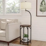 Lavish Home Floor Lamp With End Table - Modern Rustic Side Shelves. Fixed Price $135.04.