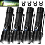 Milaoshu 4 Pack Flashlight Rechargeable 99,000 High Lumens, Super Black. Fixed Price $74.99.