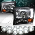 Black Housing Led Headlights W/amer Reflector Fit 99-04 Ford F250/350 Super Duty. Fixed Price $116.95.