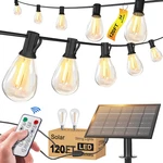 120FT Solar String Lights With Remote - 8 Modes, Weatherproof S14 Bulbs. Fixed Price $46.99.