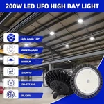 Hykolity Pack Led High Bay Light 200W, 5000K Ufo Fixture. Fixed Price $143.98.
