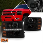 For 07-14 Chevy Silverado Led Drl Strip Headlight/lamp Smoked Housing Amber Side. Fixed Price $99.89.