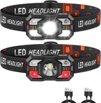 Headlamp Rechargeable, Led With Red Light, 2PACK, Black. Fixed Price $14.76.