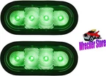 Qty. 2, 6 Inch, Green, 24 Led Oval Recessed Strobe Light, Quad Flash. Fixed Price $94.75.