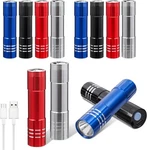 12 Pack Led Aluminum Small Rechargeable Flashlights Red, Blue, Black Silver. Fixed Price $32.30.