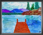 Dock Water Original Landscape Mixed Media Art Painting 11X14 Canvas Board. Fixed Price $63.00.