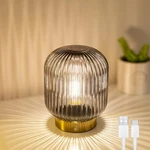 Mj Premier Rechargeable Table Lamp, Gray Glass With Memory Function, Sma.... Fixed Price $49.70.