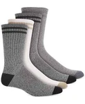 Sun + Stone Men's 4-PAIR Double Stripe Crew Socks, Gray Variety Pack, Shoe 7-12. Fixed Price $8.99.