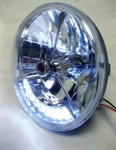 Street Hot Rod 7" Tri Bar Black Dot H4 Headlight W/ White Led Turn Signal Single. Fixed Price $28.55.