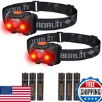 Boruit Led Headlamp 2-PACK, Red/white Light, Aaa Battery, Super Bright. Fixed Price $46.69.