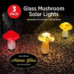 New Infinity X1 Glass Mushroom Landscape Solar Lights, 3-PACK Red/yellow/orange. Fixed Price $89.95.