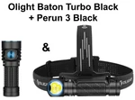 Olight Perun Headlamp 3000 Lumens Cool White & Baton Turbo Black Flashli. Fixed Price $119.98.