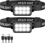 Sogdeco 2-PACK Rechargeable 8 Led Headlamp, 2500 Lumen Waterproof For Camping. Fixed Price $27.34.