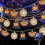 Solar 4TH Of July Decorations Patriotic Lights, 10FT 20 Led American Fan Flag Fi. Fixed Price $20.65.