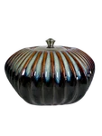 Tiki Fire Bowl Ceramic Ribbed Glazed Outdoor Patio Garden Torch Citronella Lamp. Fixed Price $35.95.