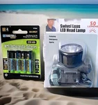 Swivel Lens Led Head Lamp With 4 Aa Rechargeable Batteries. 50 Lumens. Fixed Price $10.56.
