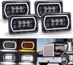 Off Road 4X6 Led Headlights With White/yellow Halo Seal Beam H4651 H4656 H654.... Fixed Price $185.08.