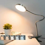 Clip On Lamp Reading Light 5 Color Modes 10W, Silver With Usb Port. Fixed Price $21.99.