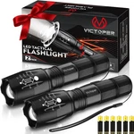 Victoper Led Flashlight 2 Pack, Bright Tactical Torch High Black. Fixed Price $16.61.