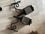 Pair Of Antique Iron Coach Carriage Auto Lamp Lantern Beveled Glass. Fixed Price $85.45.