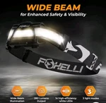 Foxelli Wide Beam Headlamp Usb Rechargeable 14 Bright Led, WB200, 1200MAH. C9. Fixed Price $12.99.