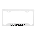 Gowesty Pop-top Logo Font White T3 Metal License Plate Frame Holder. Fixed Price $12.95.