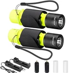 Hecloud 2 Pack IPX8 Waterproof Diving Flashlight Rechargeable Scuba Dive. Fixed Price $41.32.