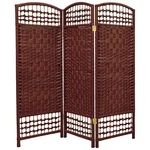 4 Ft. Short Fiber Weave Folding Screen - Dark Red 3 Panels. Fixed Price $59.00.
