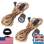 Vintage Hemp Rope Plug-in Pendant Light, Swag Lamp Kit, 15FT Cord. Fixed Price $51.62.