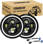 Rigidon 2PCS 7INCH Round Led Headlight, Amber Halo Turn Signal White Drl High. Fixed Price $61.95.