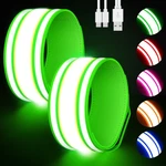 Samlior Led Armband For Running 2 Pack, 5 Colors 3 Lights Modes Rechargeable .... Fixed Price $13.73.