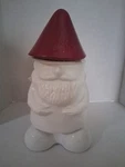 Tiki Gnome Ceramic Tabletop Torch White Body Burgundy Hat. Fixed Price $6.00.