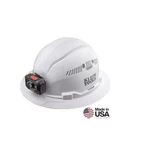 Klein Tools Hard Hat, Vented, Full Brim With Rechargeable Headlamp, White New. Fixed Price $69.99.