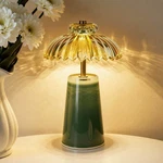 Mj Premier Cordless Lamp, Battery Operated With Timer, Crystal Glass Flo.... Fixed Price $81.69.