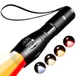 Red Tactical Flashlight, 4 In 1 White, Yellow, Amber, Rechar.... Fixed Price $20.43.