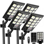 Cnoijuts Solar Street Light Outdoor, 6500K 20000LM 4-PACK, Black. Fixed Price $104.99.