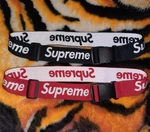 Supreme (2)ELASTIC Adjustable Belts Red/white & Black/white. Fixed Price $94.00.