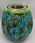 Tiki Torch Glazed Ceramic Patio Table Top Reef Ferns Turquoise Party Light Large. Fixed Price $50.99.