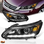 For 13-15 Honda Accord Projector Headlight W/led Drl Black Housing Amber Corner. Fixed Price $169.51.