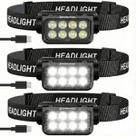 Beamystgear 3 Pack Rechargeable Headlamp, 8 Led 1000 Lumens Super Bright .... Fixed Price $42.54.
