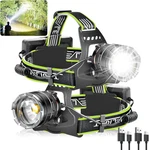 Rechargeable Headlamp 2 Pack, Super Bright For Adults, IPX7 Waterproof,. Fixed Price $76.99.