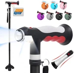 Bigalex Folding Walking Cane With Two Led Lights For Elderly Solid Base Adjustab. Fixed Price $48.56.