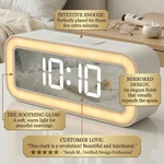 Led Alarm Clock Halo Night Light Mirror Display Dual Usb Charging Temp. Fixed Price $16.99.