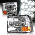 Chrome Led Head Lights W/amer Reflector Fit Ford Excursion F250/F350 Super Duty. Fixed Price $116.24.