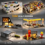 1/64 Diorama Diecast Garage Model Led Lighting Parking Lot Display Case Scene Us. Fixed Price $64.99.