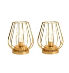 Trirocks Set Of 2 Metal Battery Operated Lamp 7'' Tall Mini Cage Shape Cordle.... Fixed Price $48.79.