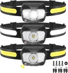 Lampara De Cabeza Recargable 3 Pack Con Sensor Movimiento Y Luz Roja Blanca. Fixed Price $43.98.