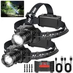 Curtsod Rechargeable Led Headlamp 2-PACK 3500 Lumens 7.3*4.3*4.3, Black. Fixed Price $47.26.