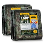 Sunlitap 2 Pack Camouflage 6' X 8' Multipurpose Waterproof Tarps, Finish.... Fixed Price $32.39.